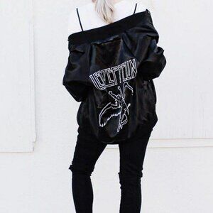 Retro Led Zeppelin Rare Limited Edition Black Satin Bomber / Varsity Tour Jacket